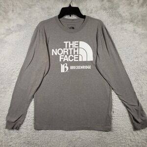 The North Face Long Sleeve Shirt Mens Medium Grey Breckenridge Logo Graphic Tee